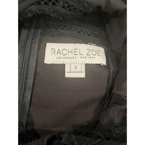 Rachel Zoe Womens Lace 3/4 Sleeve Size 2 Back Zip Blouse Black - Picture 11 of 11